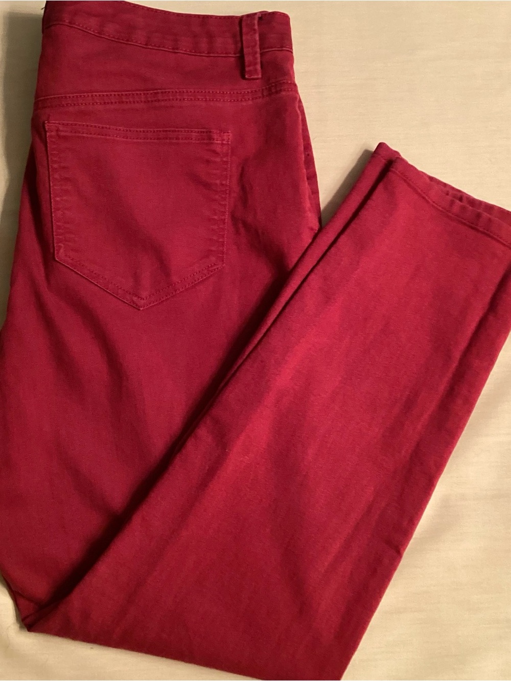 Nine West Ladies Dark Red Skinny Leg Cigarette Fit Jeans Size 14